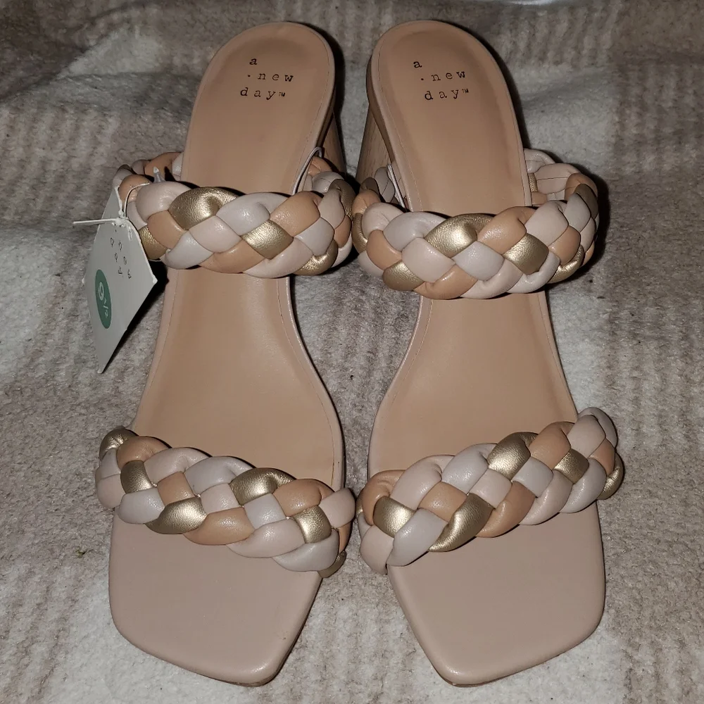 NWT A New Day Basil Multicolored Metallic Mule Heels - Picture 4 of 16